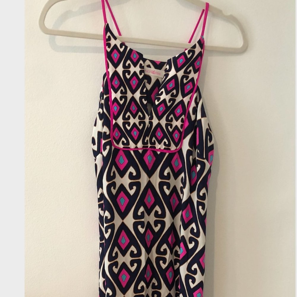 Alice & Trixie Pink and Black Patterned Silk Maxi Dress